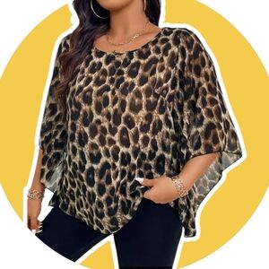 New!  Trendy 1X Leopard Print Blouse - Perfect for Any Season! 1X